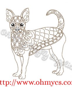 Henna Chihuahua Doggy Embroidery Design