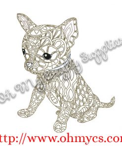 Henna Chihuahua Embroidery Design