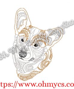 Henna Corgi Embroidery Design