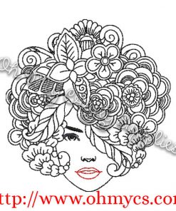 Henna Fancy Lady Embroidery Design