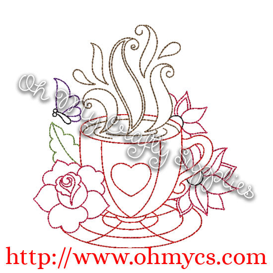 Henna Floral Cup Embroidery Design