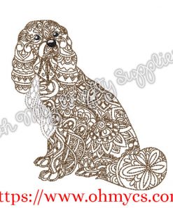 Henna Full Body Cocker Spaniel Embroidery Design