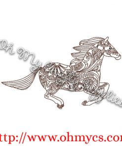 Henna Running Horse Embroidery Design