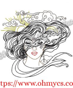 Henna Lady Sun and Moon Embroidery Design