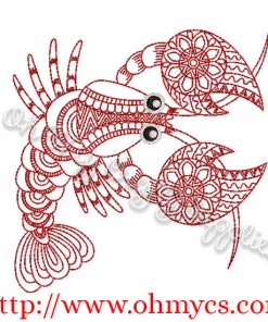 Henna Lobster Embroidery Design