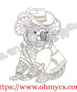 Henna Outback Koala Bear Embroidery Design
