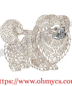 Henna Pekingese Embroidery Design