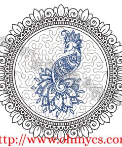 Henna Phoenix with Floral ring 1 Embroidery Design