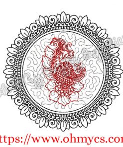 Henna Phoenix Floral Ring 2 Embroidery Design