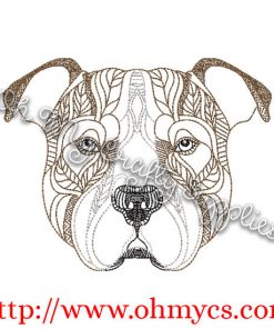 Henna Pitbull Unchopped Embroidery Design