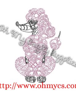 Henna Sitting Poodle Embroidery Design