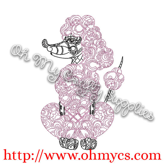 Henna Sitting Poodle Embroidery Design