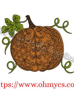 Henna Pumpkin Sketch Embroidery Design