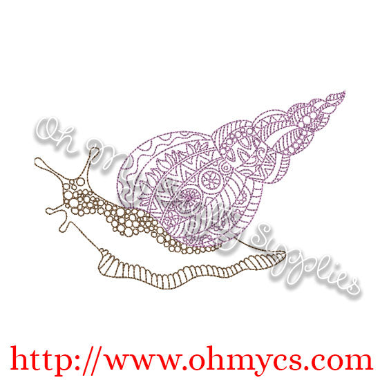 Henna Snail Embroidery Design