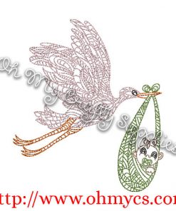 Henna Stork Embroidery Design