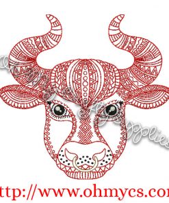 Henna Bull Embroidery Design