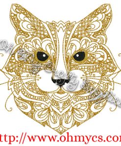 Henna Cat Embroidery Design