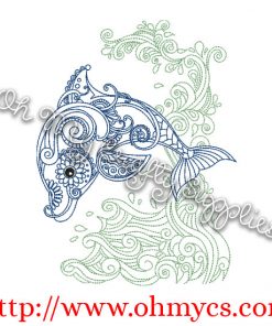 Henna Dolphin Embroidery Design