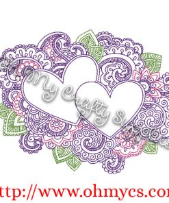 Henna Hearts Embroidery Design