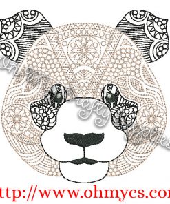 Henna Panda Embroidery Design