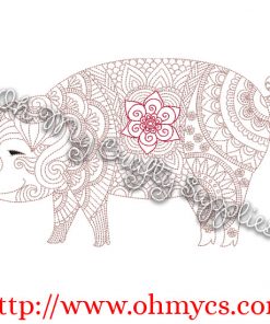 Henna Pig Embroidery Design
