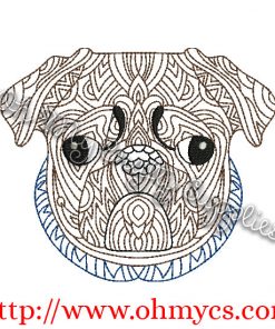 Henna Pug Embroidery Design