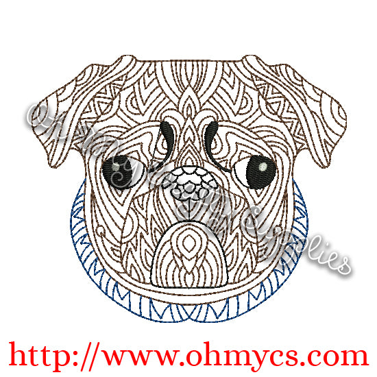 Henna Pug Embroidery Design