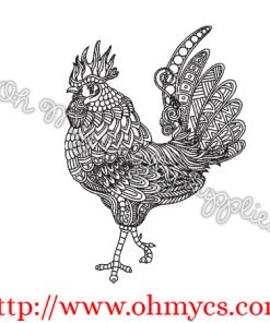 Henna Full Body Rooster 2 Embroidery Design