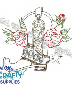 Henna Boot and Roses Embroidery Design