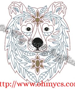 Henna Tribal Bear Embroidery Design