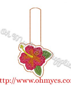 ITH Hibiscus Key Fob Embroidery Design