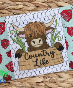 Country Life Highland Mug Rug Embroidery Design (MRM)