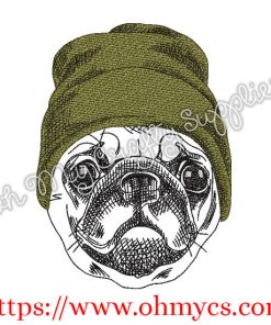 Hip Pug Sketch Embroidery Design