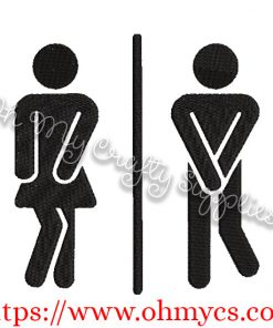 His or Her Restroom Embroidery Design