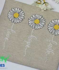 Faith Hope Love Daisies Embroidery Design