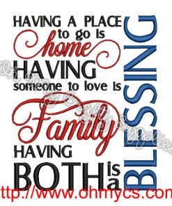 Home Family Blessing Embroidery Design