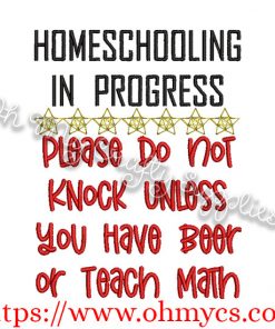 Homeschooling Beer Embroidery Design