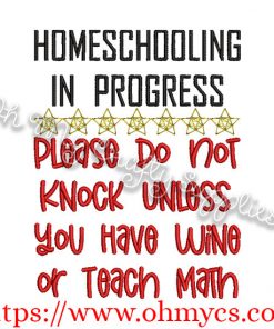 Homeschooling Wine Embroidery Design