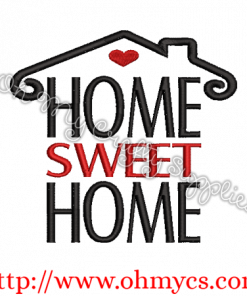 Home Sweet Home House w/Heart Embroidery Design
