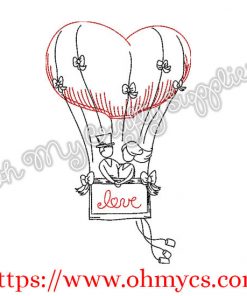 Hot Air Balloon Couple Embroidery Design