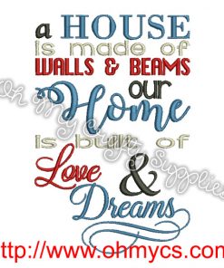 House and Home Embroidery Design