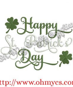 Happy St. Patrick's Day Embroidery Design