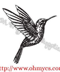 Sketch Hummingbird Flying Embroidery Design