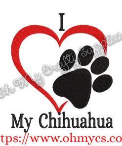 I Heart My Chihuahua Embroidery Design