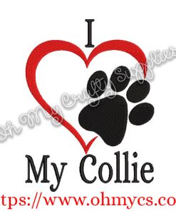 I Heart My Collie Embroidery Design