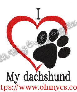 I Heart My Dachshund Embroidery Design