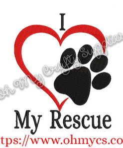 I Heart My Rescue Embroidery Design
