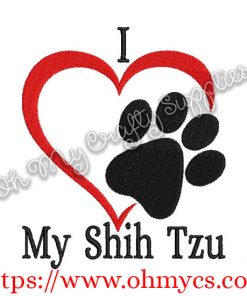 I Heart My Shih Tzu Embroidery Design