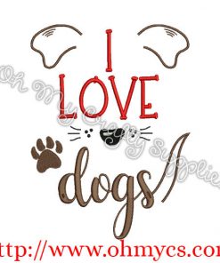 I love dog embroidery design