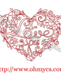 I Love You Henna Heart Embroidery Design